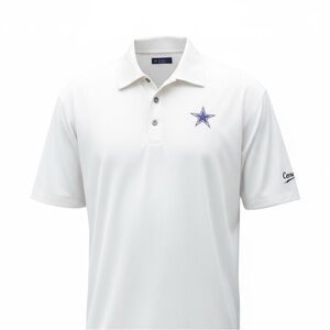 Nike Dallas Cowboys On-Field Polo Shirt White NFL UV Performance Large Blue Star
